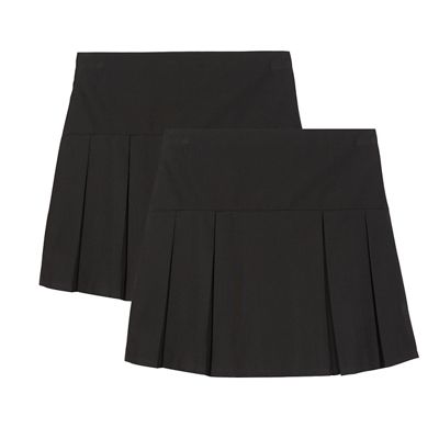 Girls' pack of two black kilt school skirts